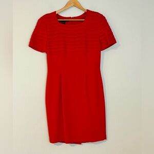 NWOT MariAnna Red Short Sleeve Pleated Bodice Sheath Dress – Size 6